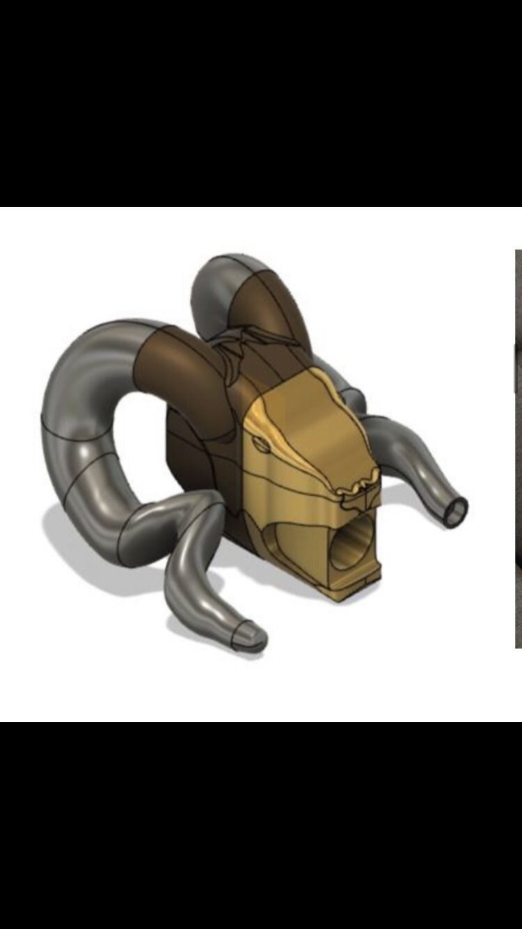 Rams Head 3D printed Speaker 3D print model_3