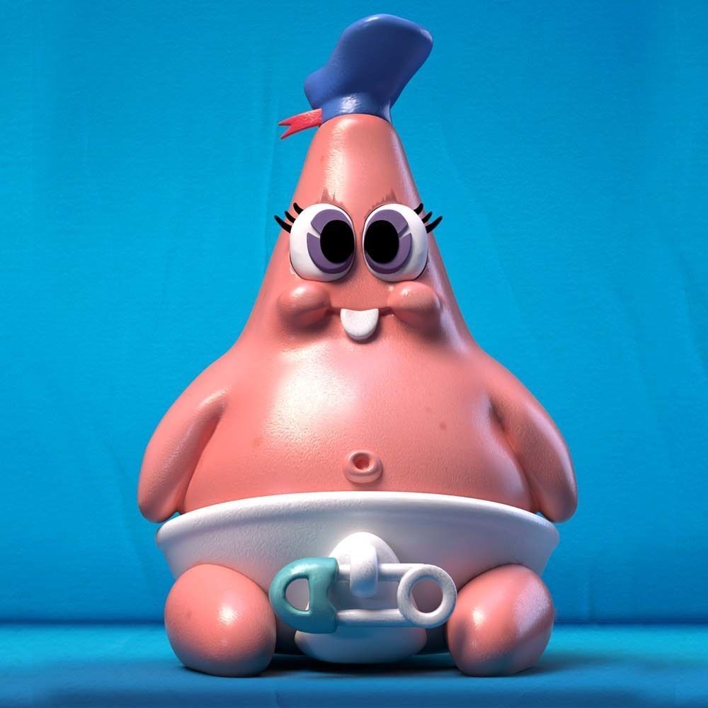 Patrick Star baby for 3d print Free 3D print model_1