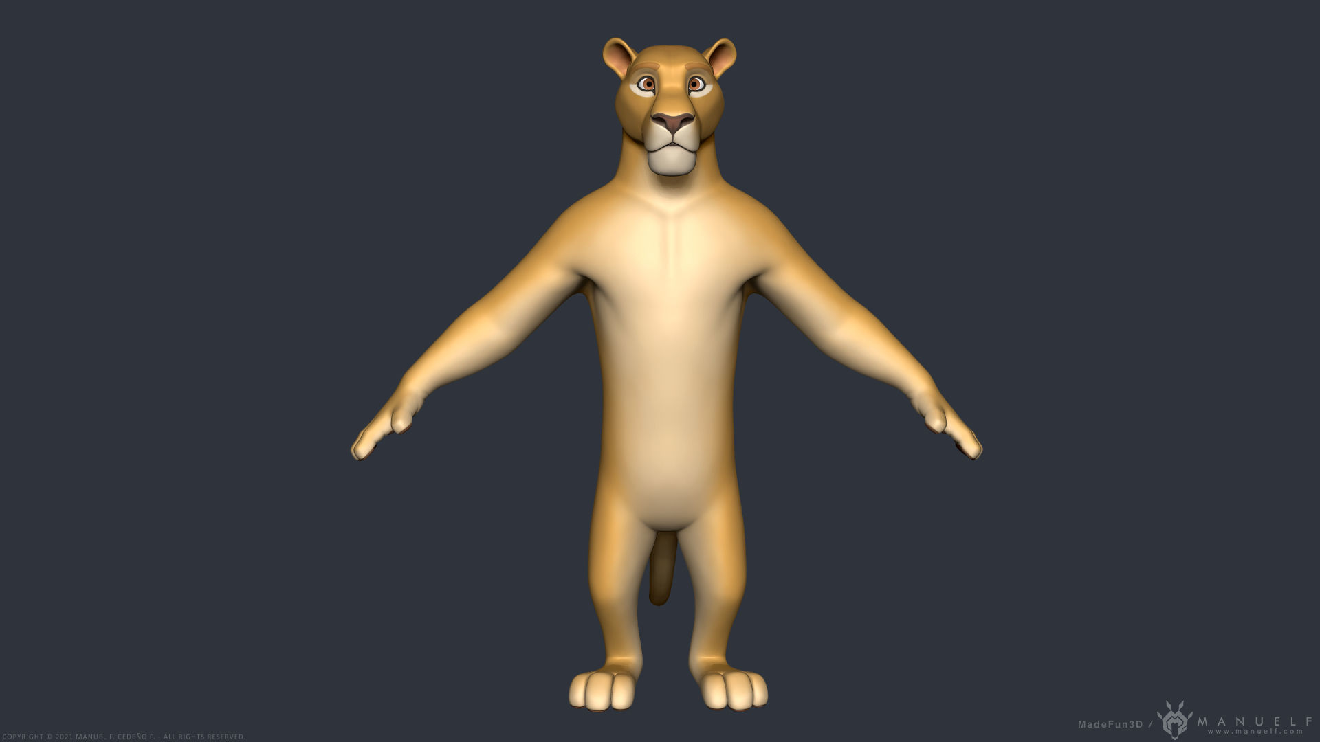 Stylized Cartoon Lion - Biped 3D model_1