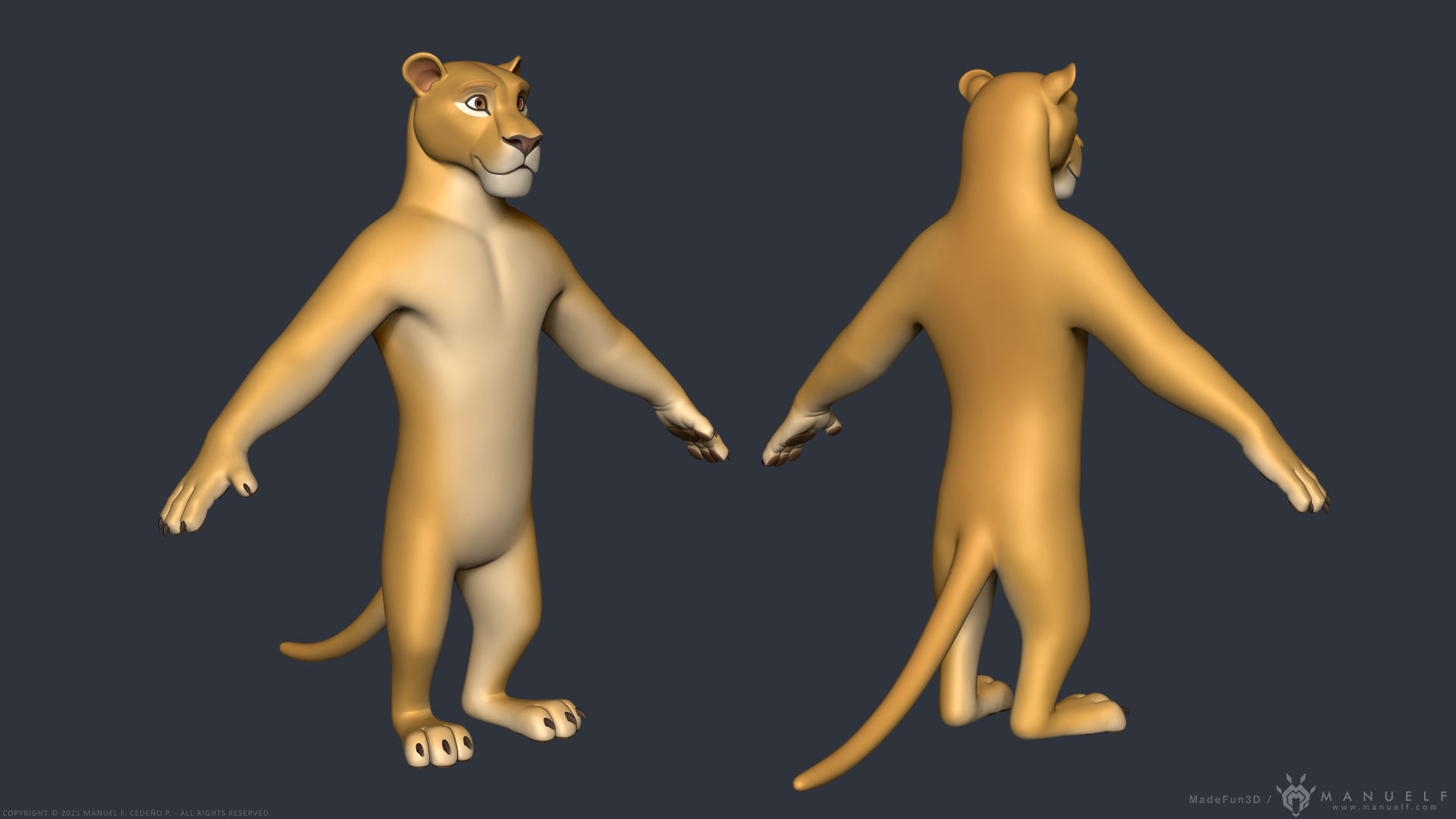 Stylized Cartoon Lion - Biped 3D model_4