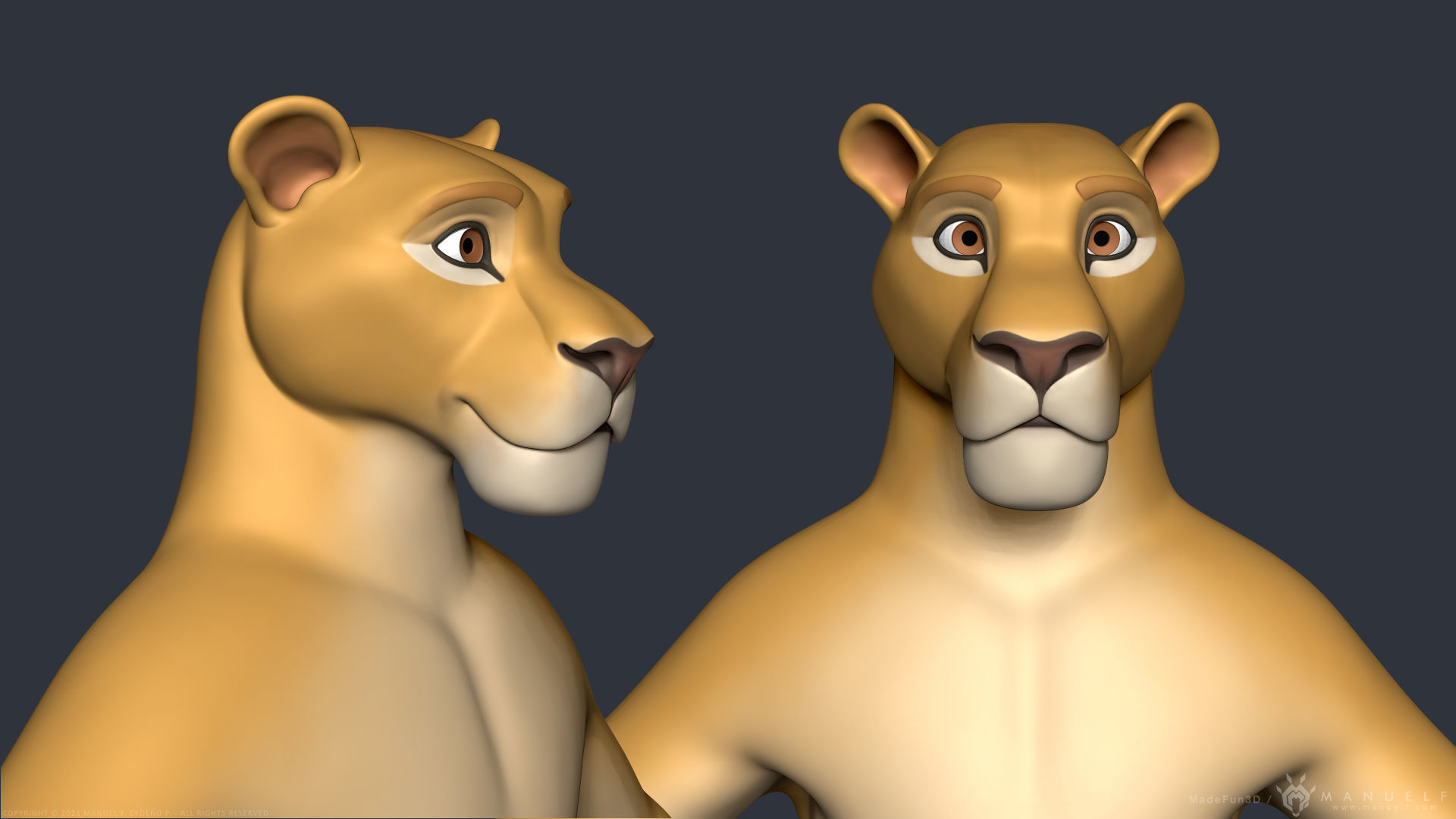 Stylized Cartoon Lion - Biped 3D model_5