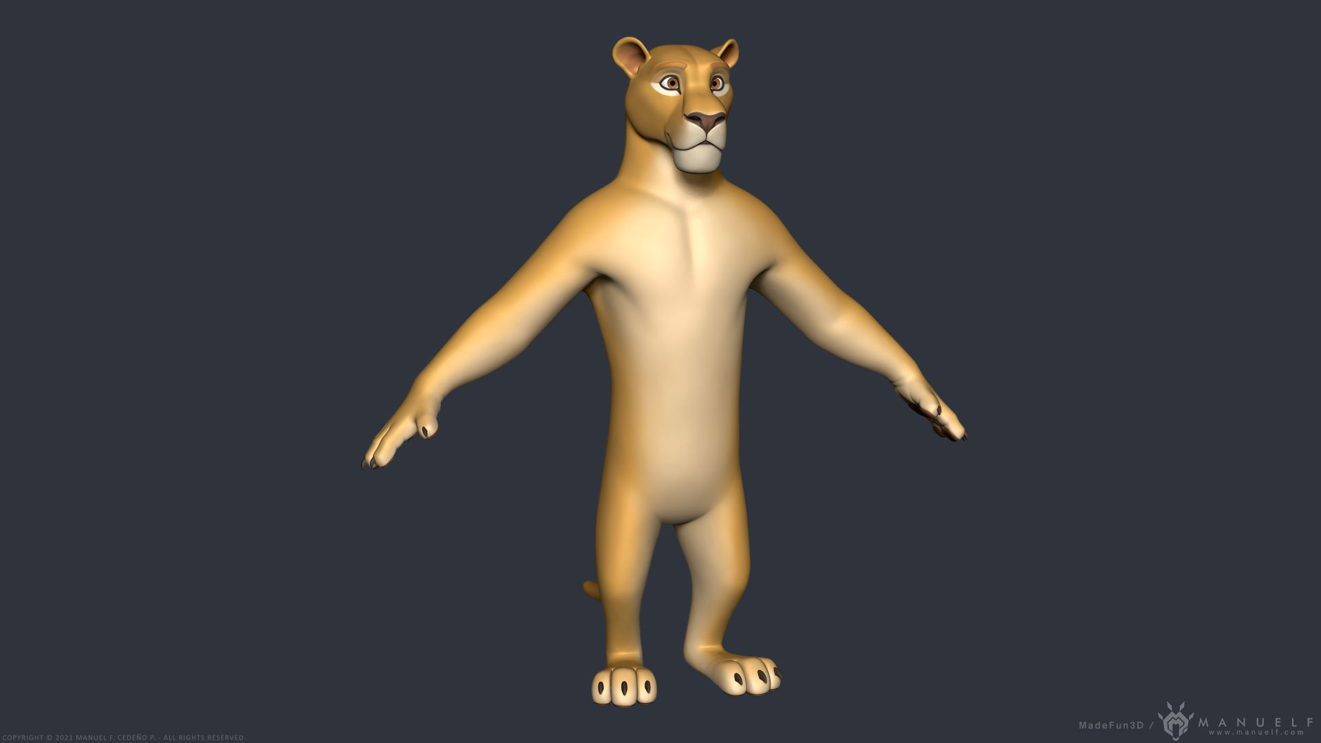 Stylized Cartoon Lion - Biped 3D model_2