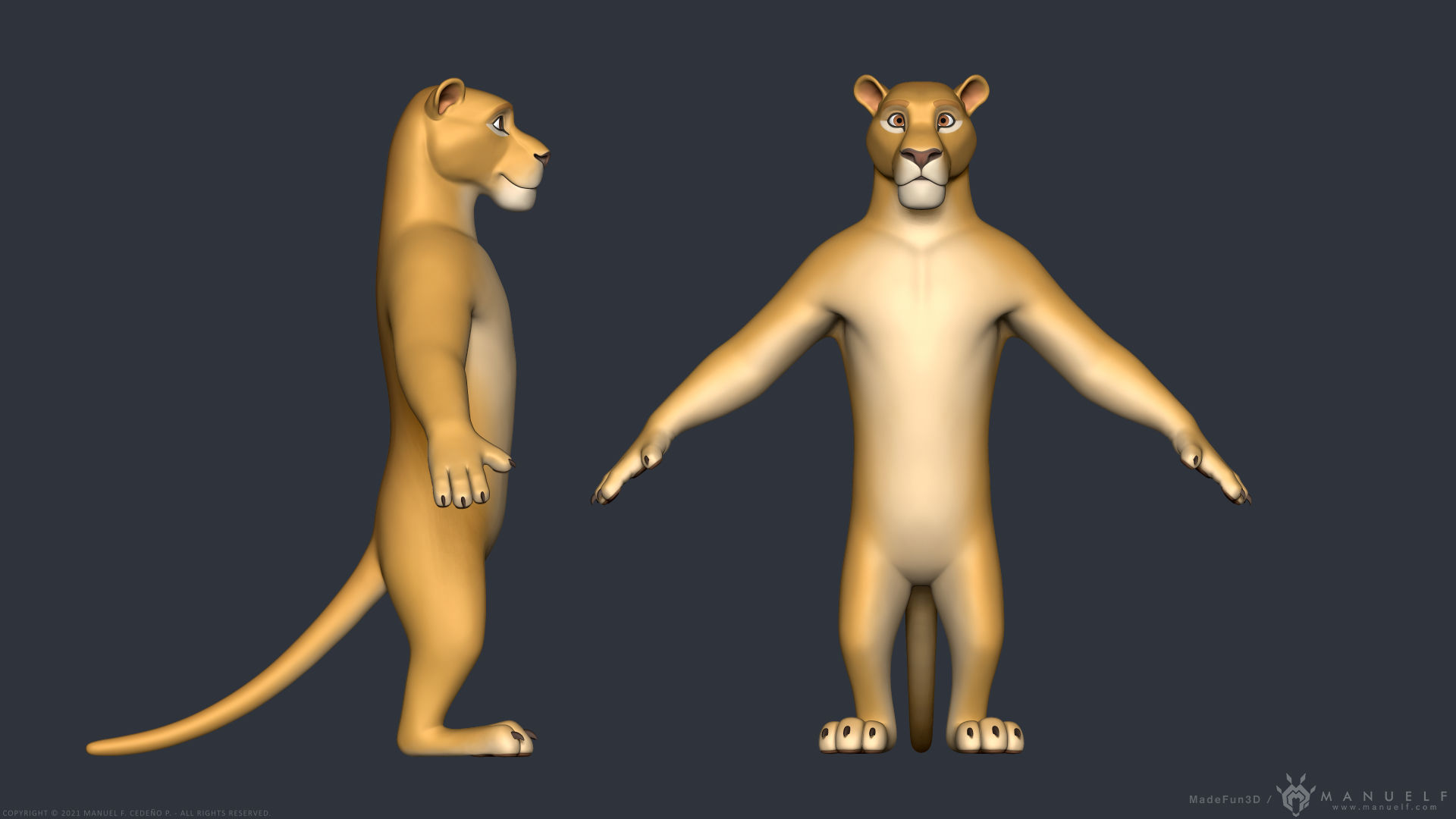Stylized Cartoon Lion - Biped 3D model_3