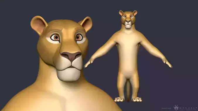 Stylized Cartoon Lion - Biped 3D model