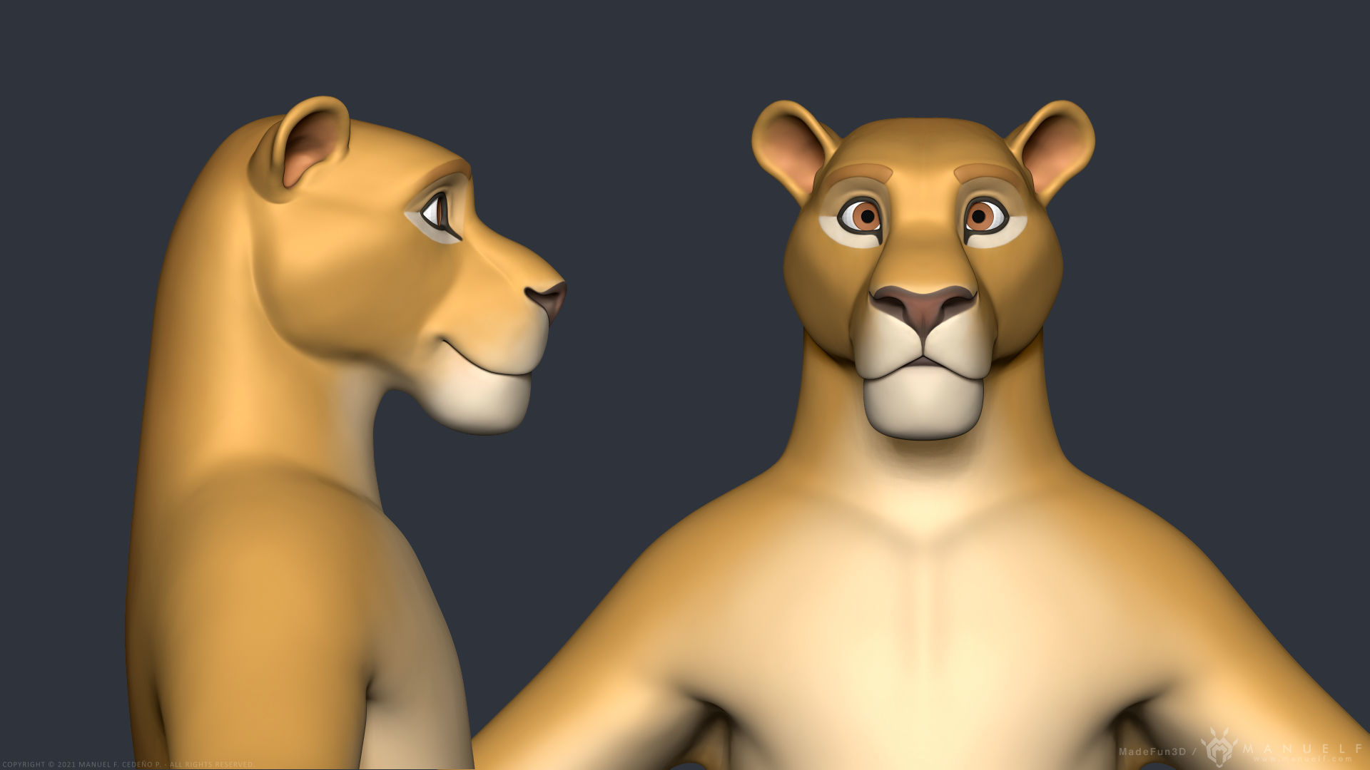 Stylized Cartoon Lion - Biped 3D model_9