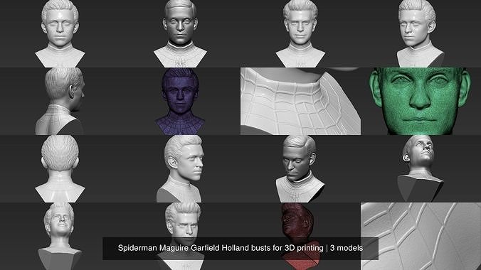 Spiderman Maguire Garfield Holland busts for 3D printing 3D Model Collection