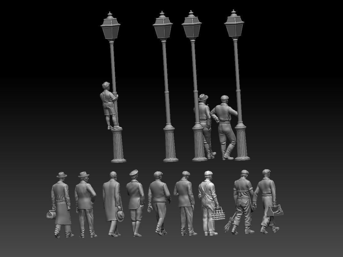 townspeople group of people 3D model 3D printable | CGTrader