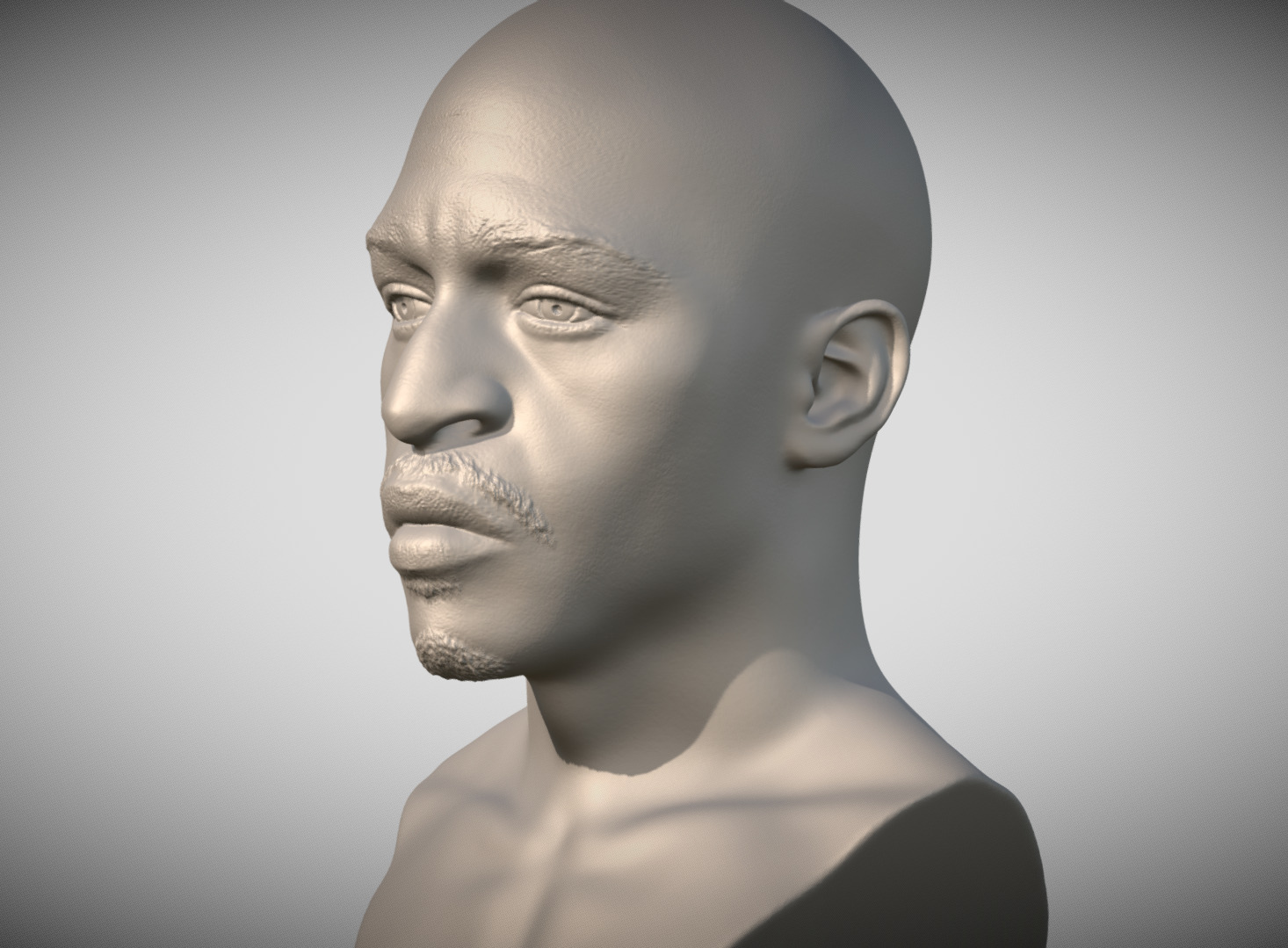 Rakim bust for 3D printing 3D print model_3