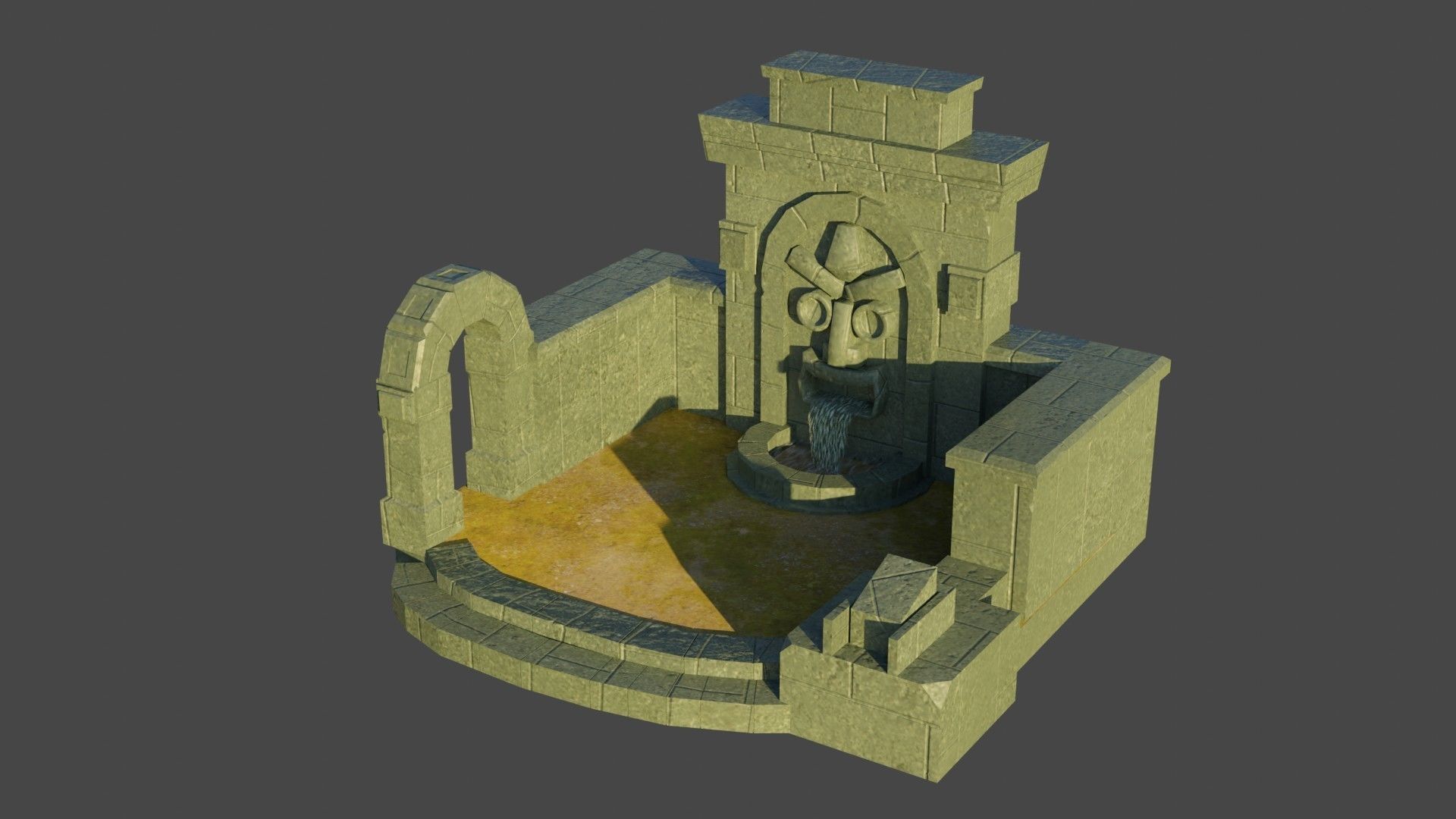 Simple Water fall Game Environment - Game Ready - PBR Low-poly 3D model_7