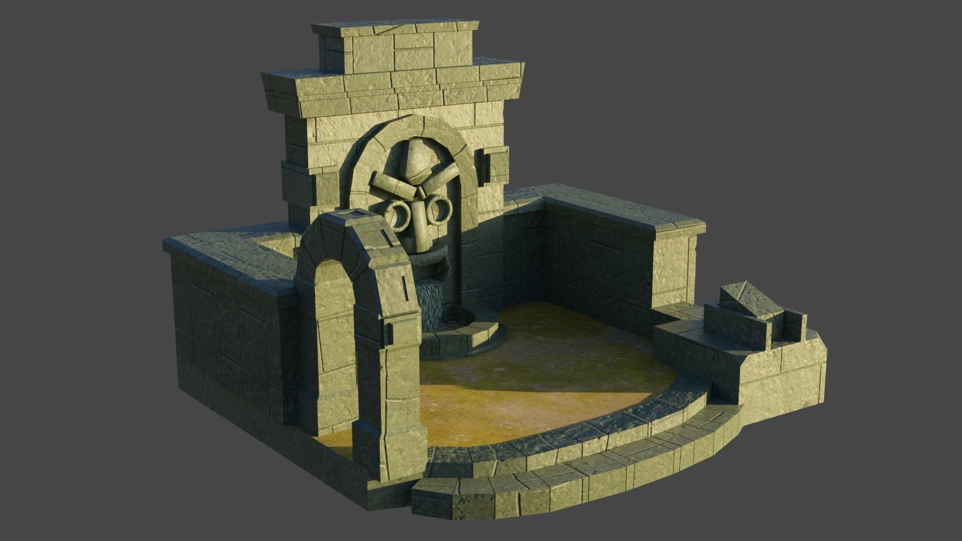 Simple Water fall Game Environment - Game Ready - PBR Low-poly 3D model_9