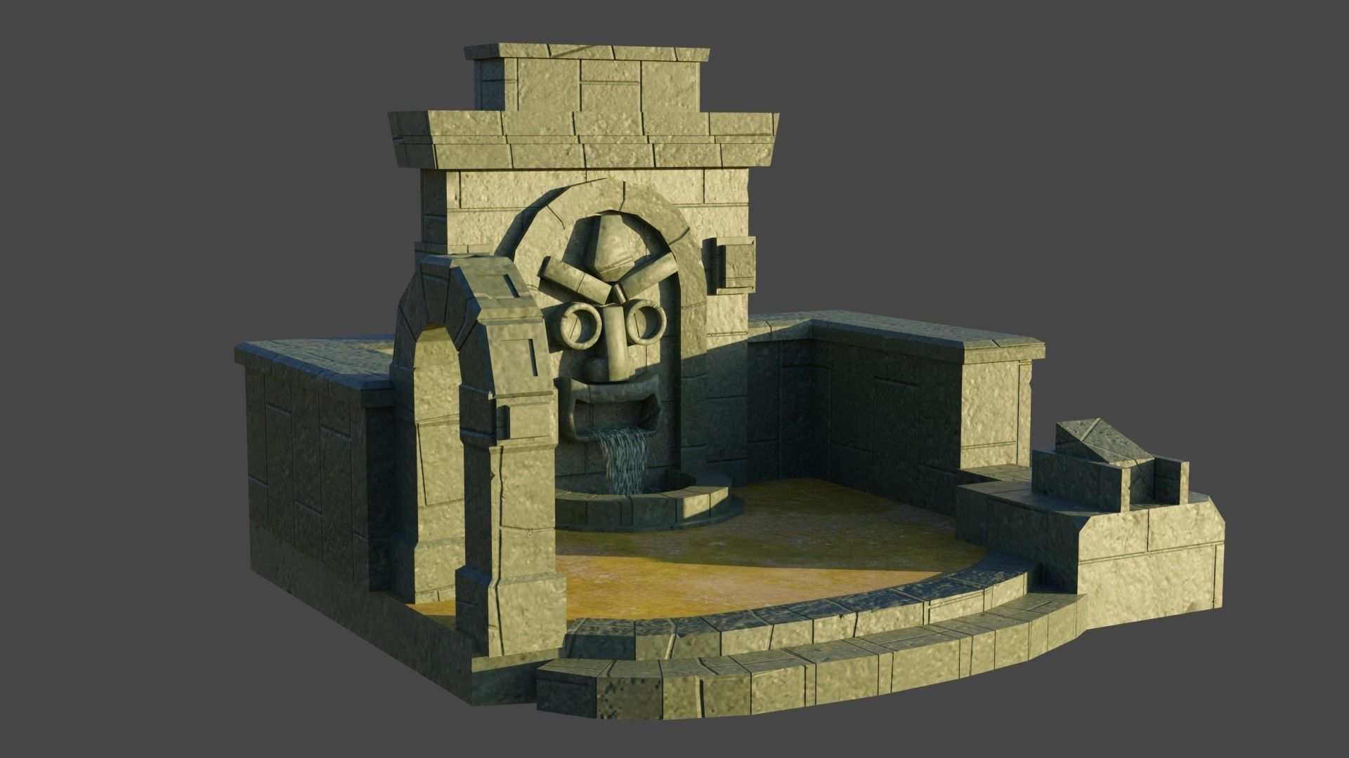 Simple Water fall Game Environment - Game Ready - PBR Low-poly 3D model_5