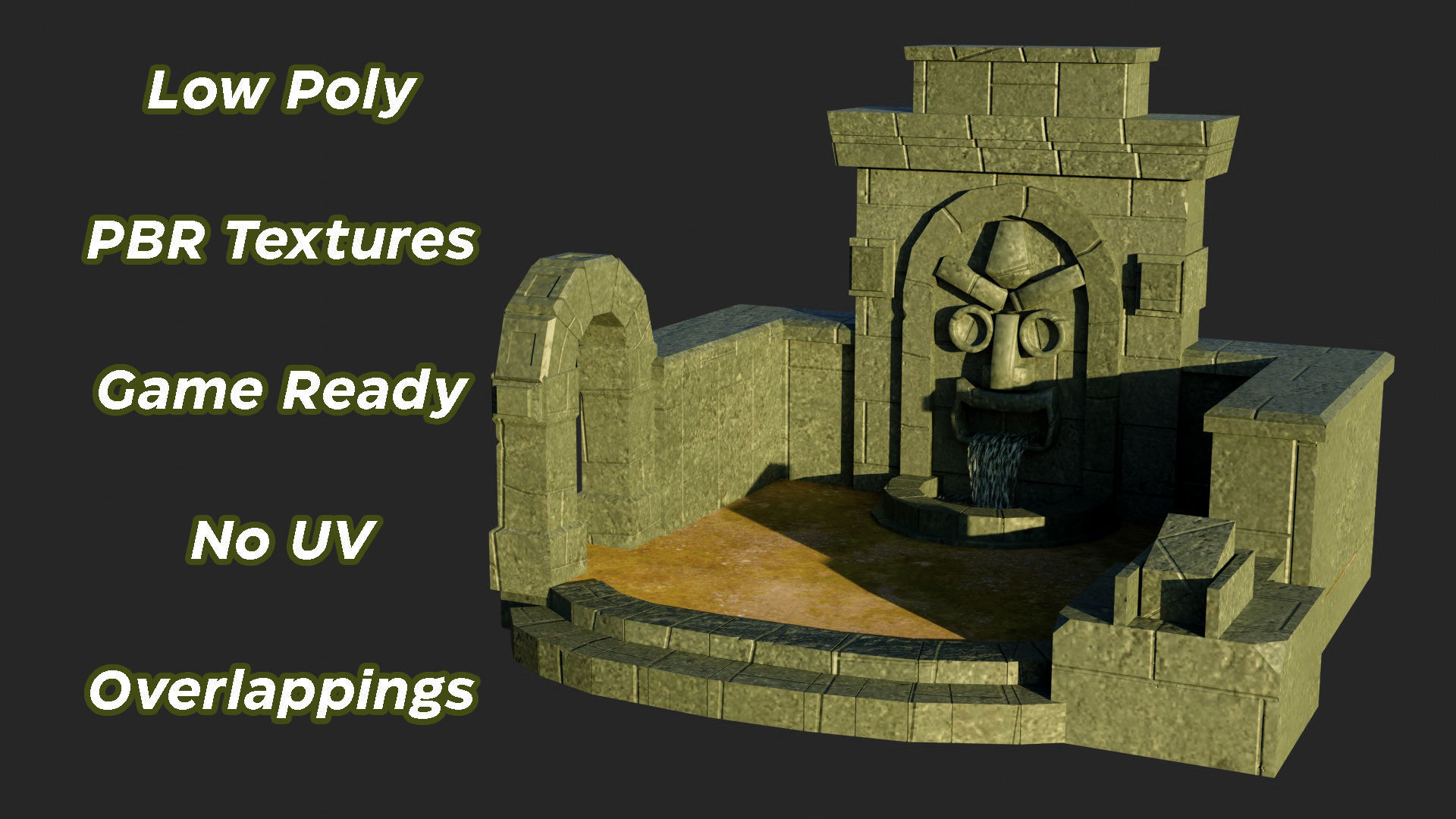 Simple Water fall Game Environment - Game Ready - PBR Low-poly 3D model_1