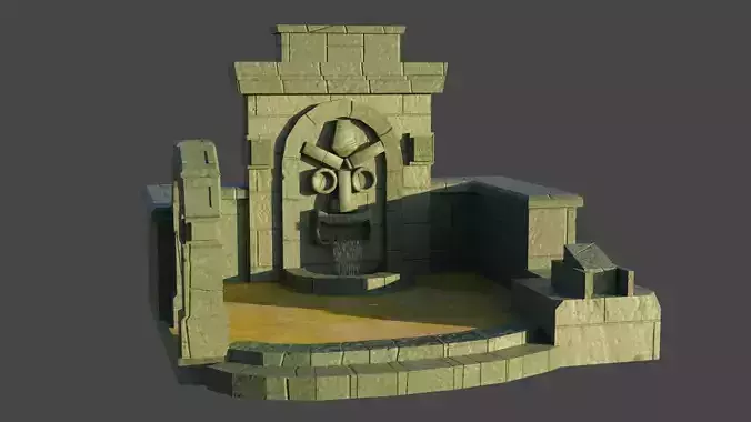 Simple Water fall Game Environment - Game Ready - PBR