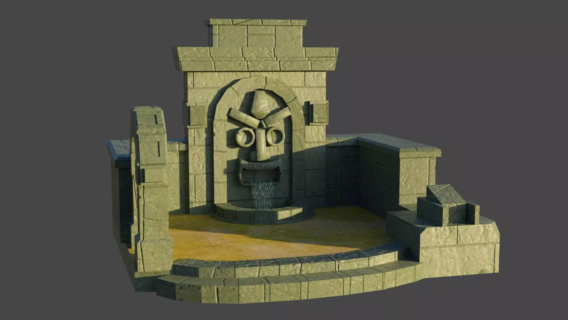 Simple Water fall Game Environment - Game Ready - PBR Low-poly 3D model_0