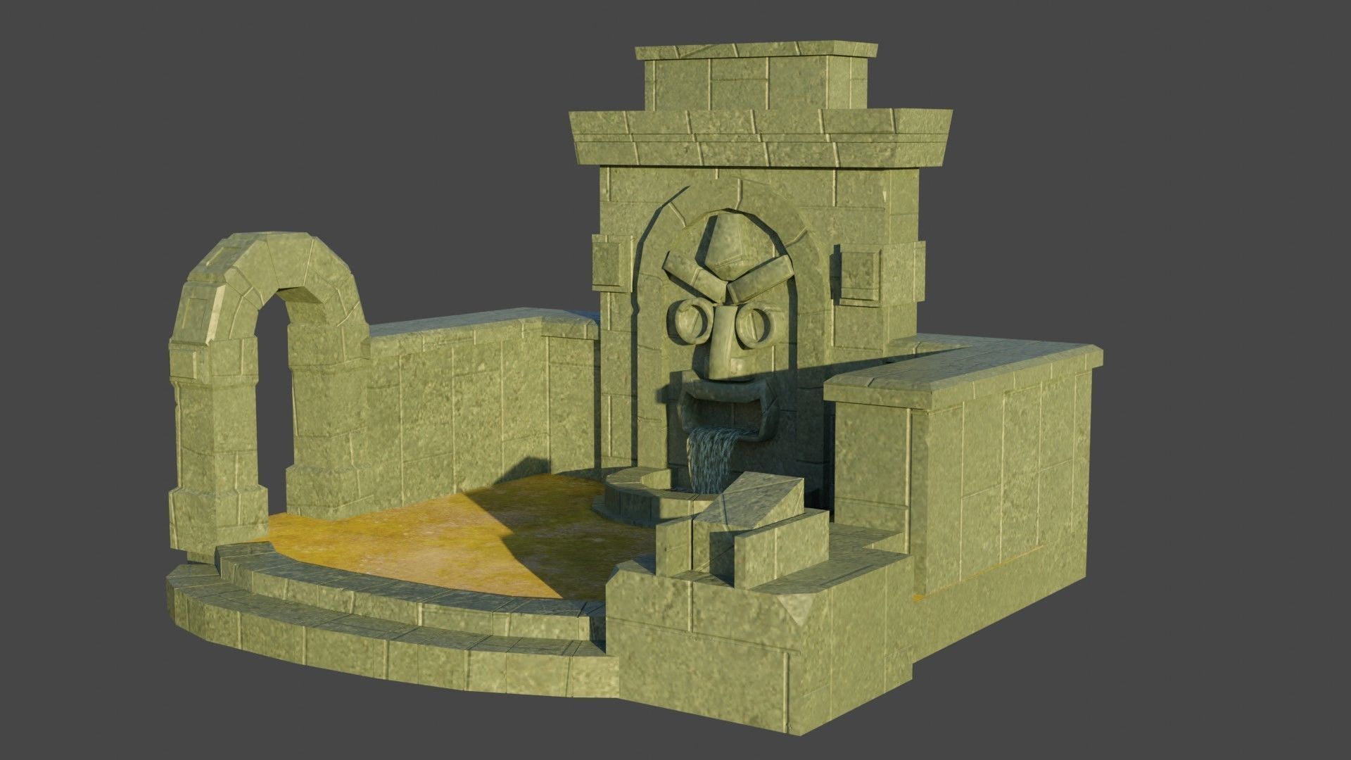 Simple Water fall Game Environment - Game Ready - PBR Low-poly 3D model_4