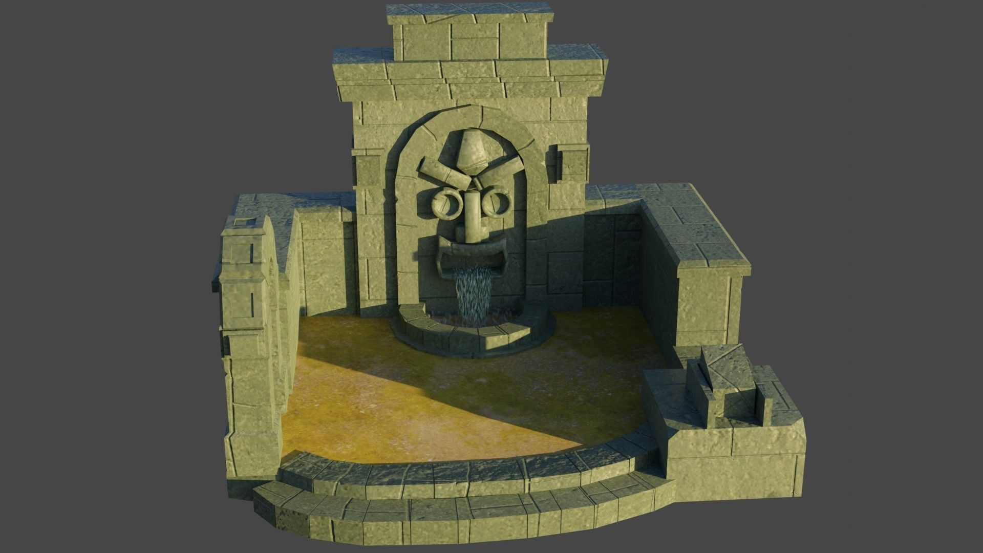 Simple Water fall Game Environment - Game Ready - PBR Low-poly 3D model_8