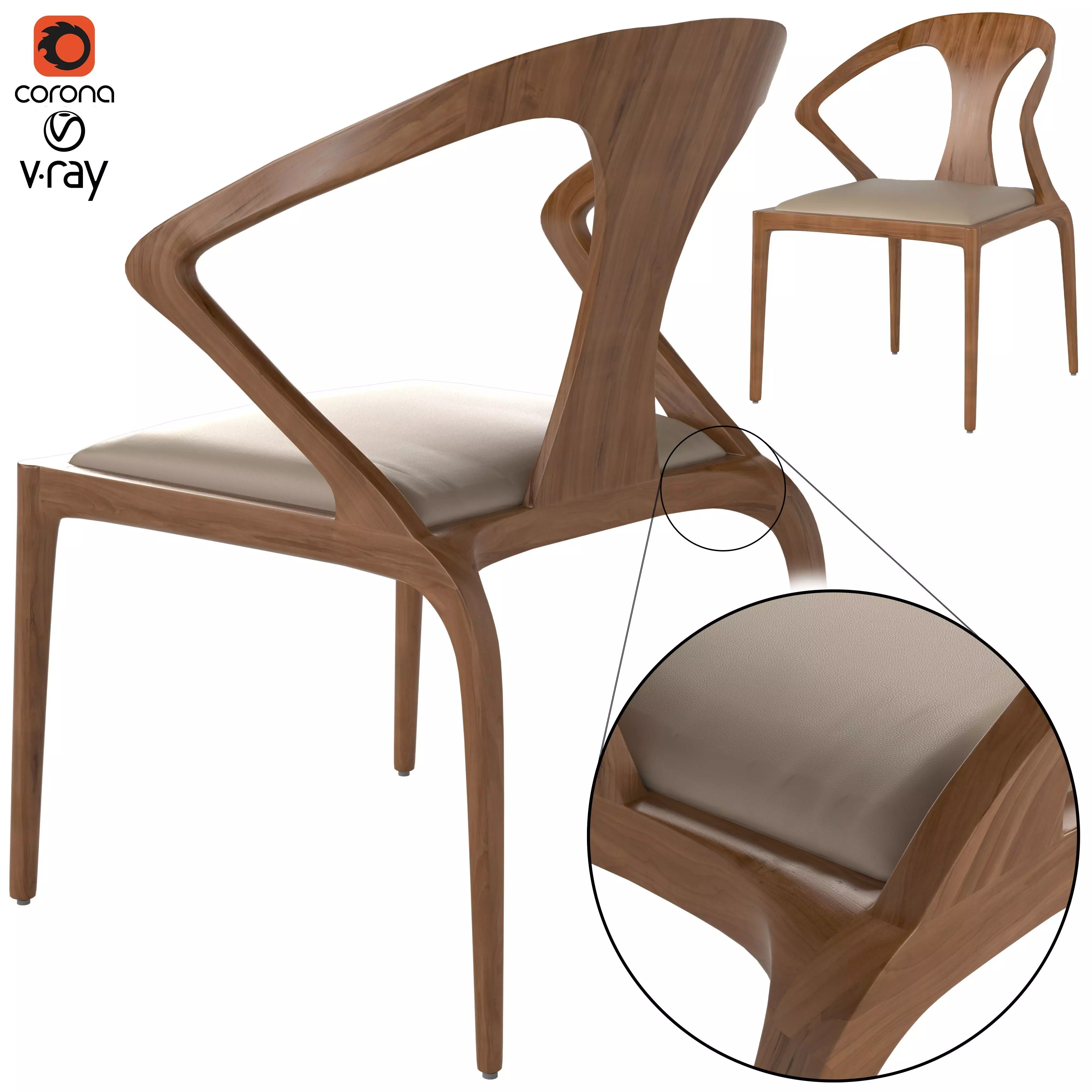 Modrest Campbell Dining Chair 3D model