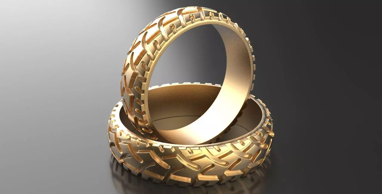Moto Tire Shape Wedding Rings 3D print model