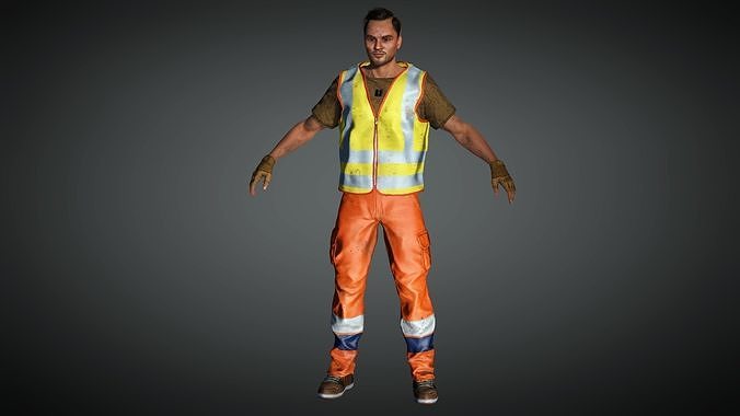AAA Male Character 07  - Construction Worker Low-poly 3D model
