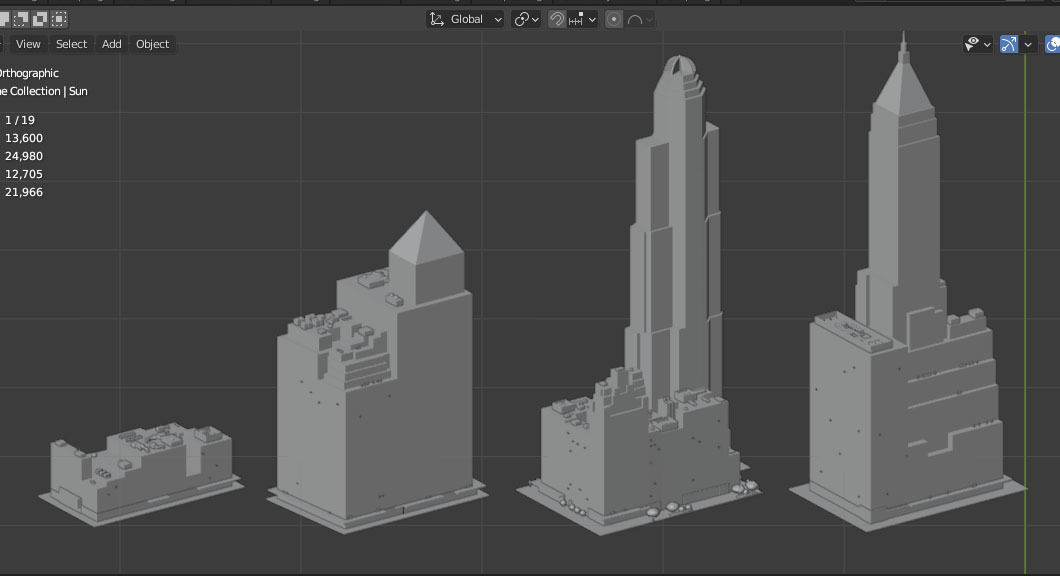 City Downtown Skyscraper Low-poly 3D model_2