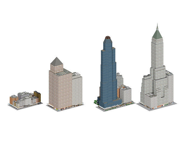 City Downtown Skyscraper Low-poly 3D model