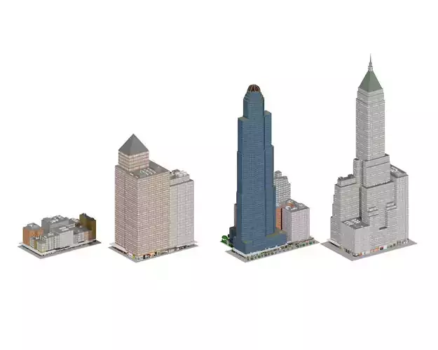 City Downtown Skyscraper Low-poly 3D model