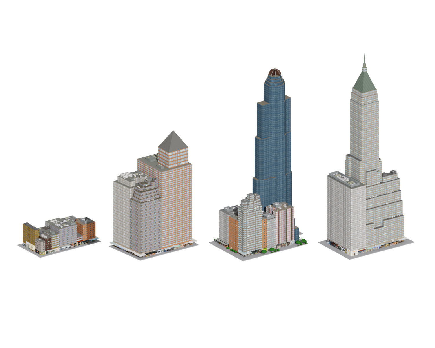 City Downtown Skyscraper Low-poly 3D model_4