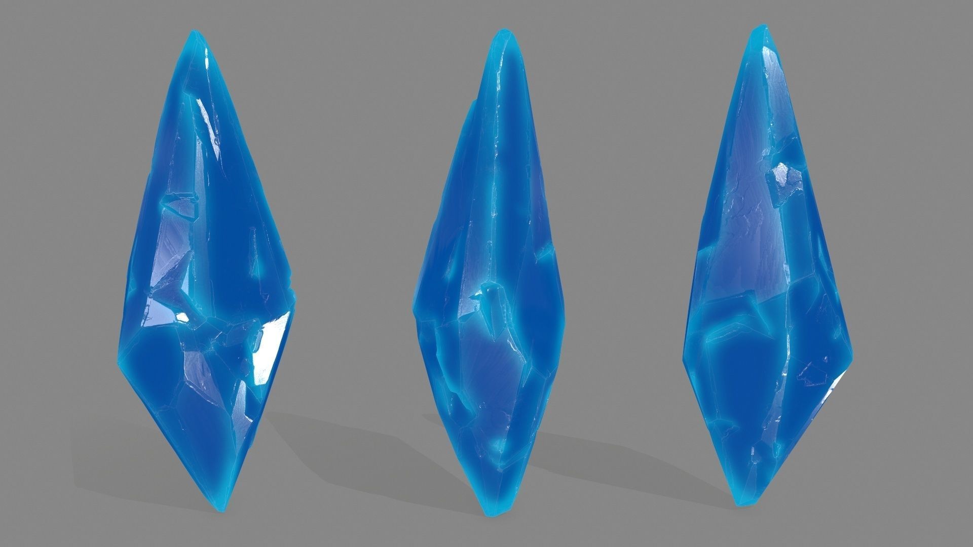 crystals three Low-poly 3D model_3
