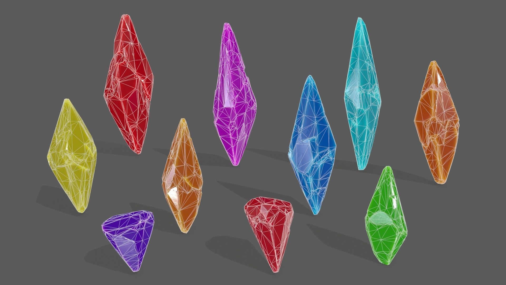 crystals three Low-poly 3D model_11