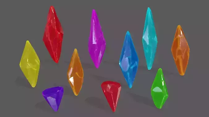 crystals three Low-poly 3D model