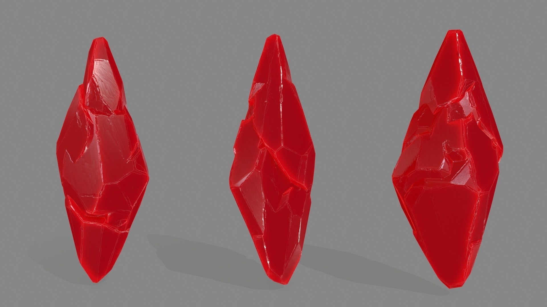 crystals three Low-poly 3D model_1
