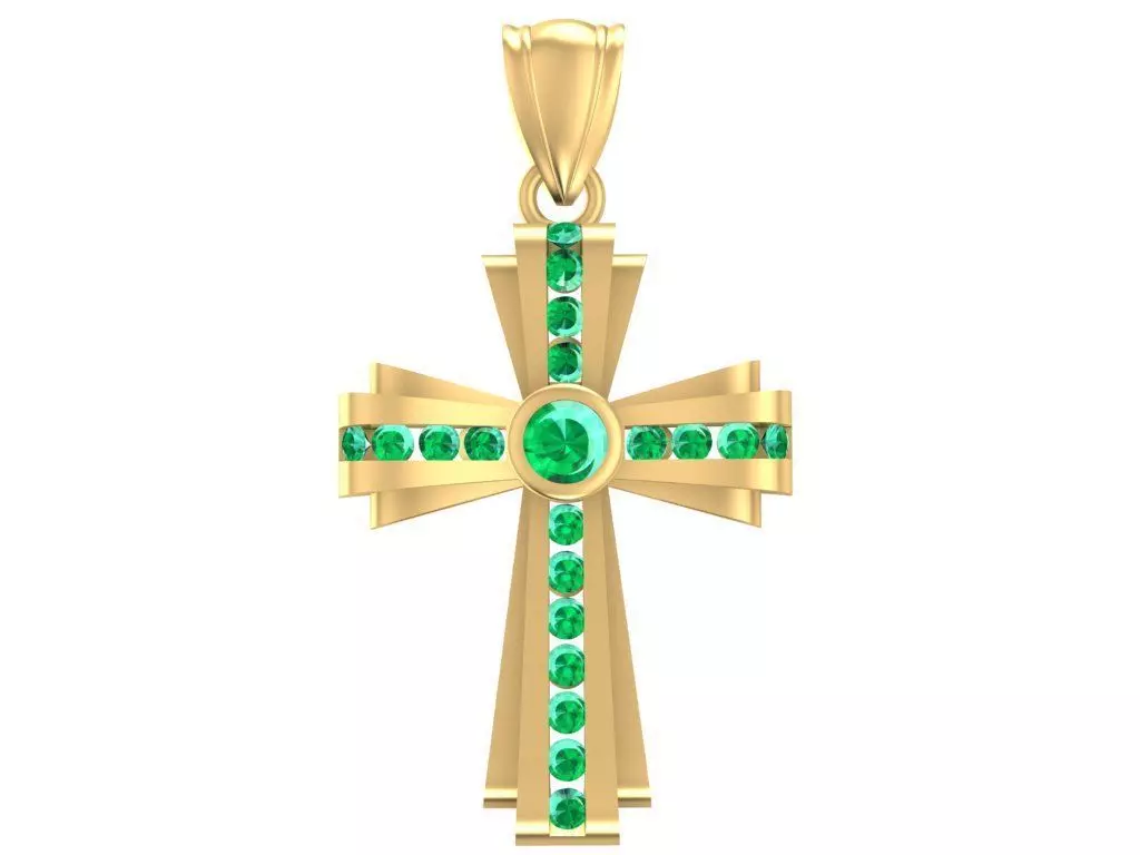 diamond cross pendant 2971 3D print model_0