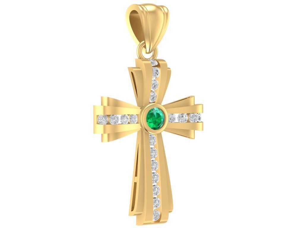 diamond cross pendant 2971 3D print model_3