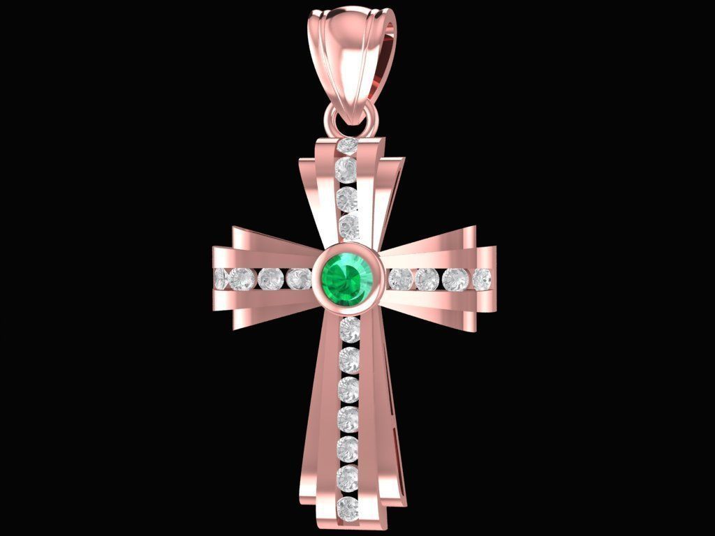 diamond cross pendant 2971 3D print model_7