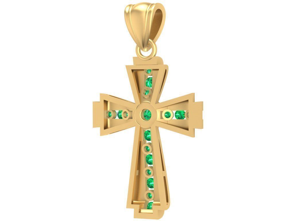 diamond cross pendant 2971 3D print model_1