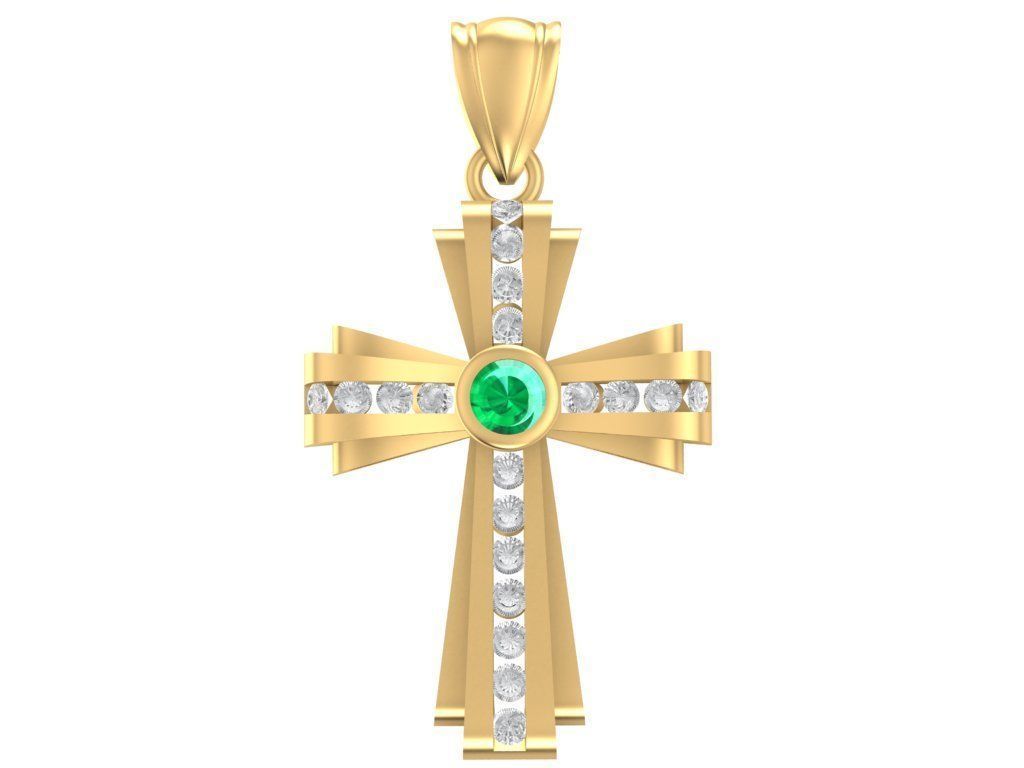 diamond cross pendant 2971 3D print model_2