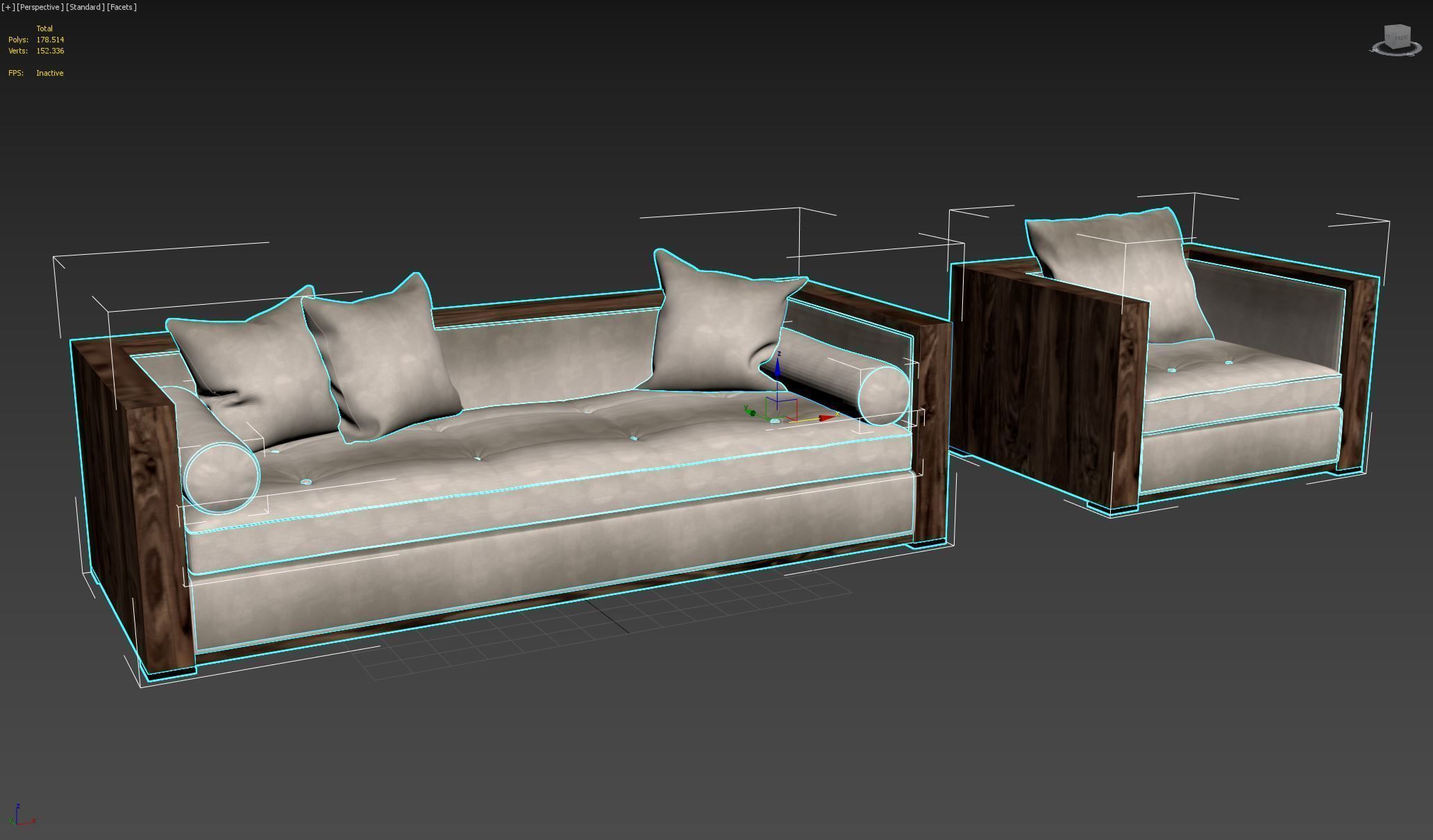 Divan Sofa and Chair 3D model_4