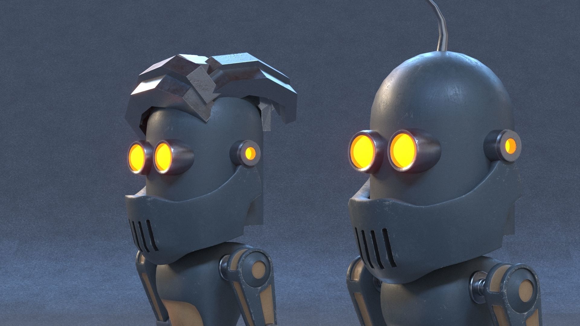 Robot three robots Low-poly 3D model_4