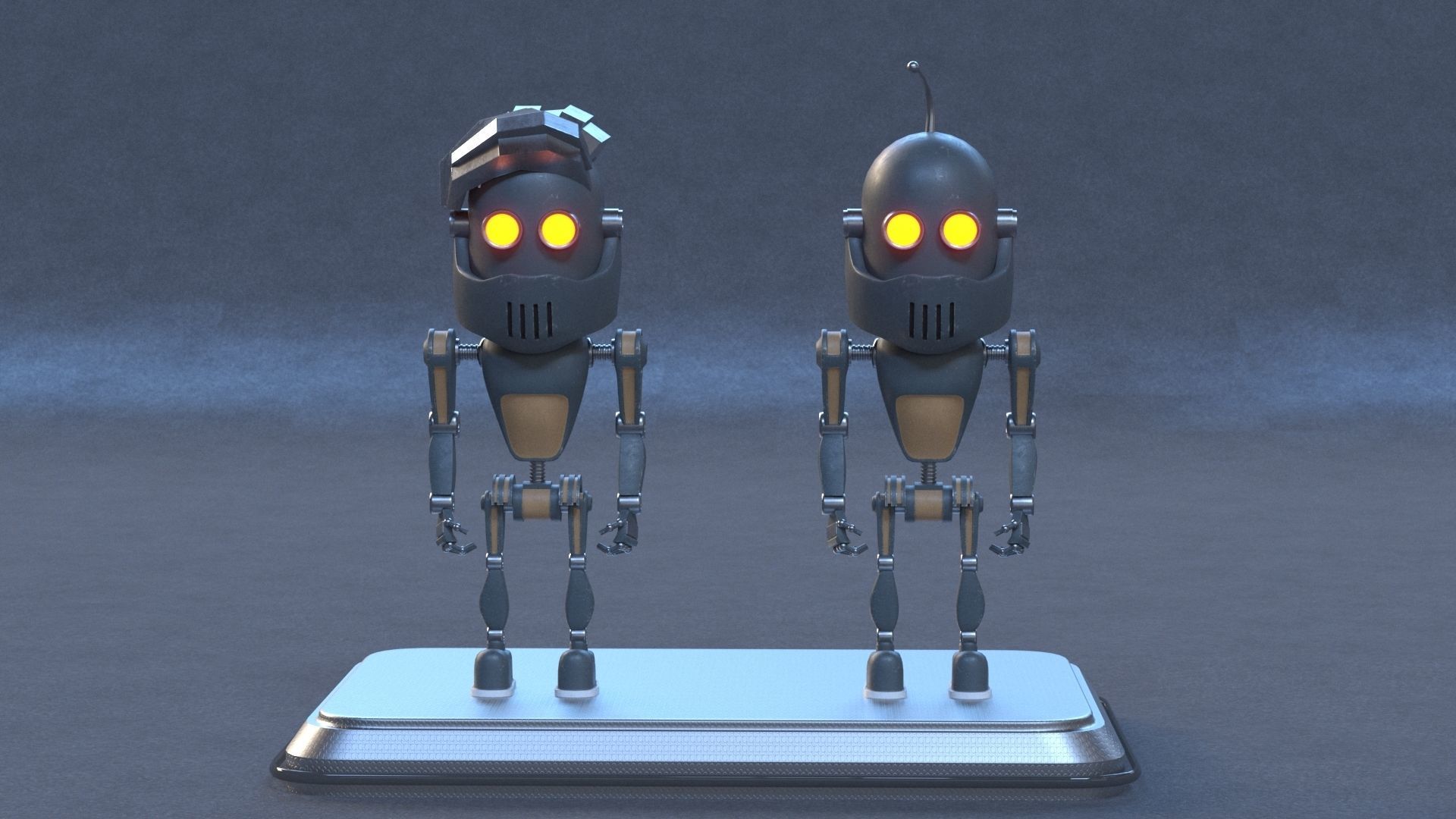 Robot three robots Low-poly 3D model_6