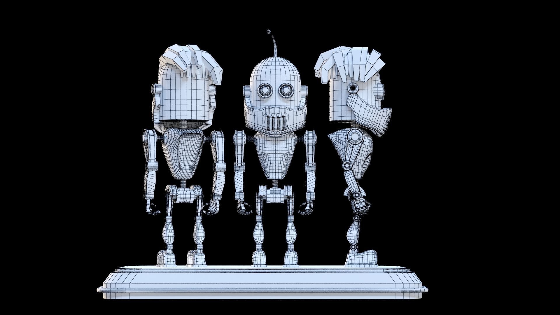 Robot three robots Low-poly 3D model_1