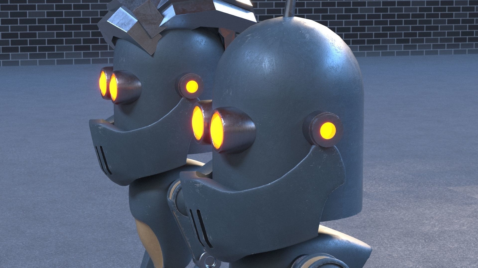 Robot three robots Low-poly 3D model_5