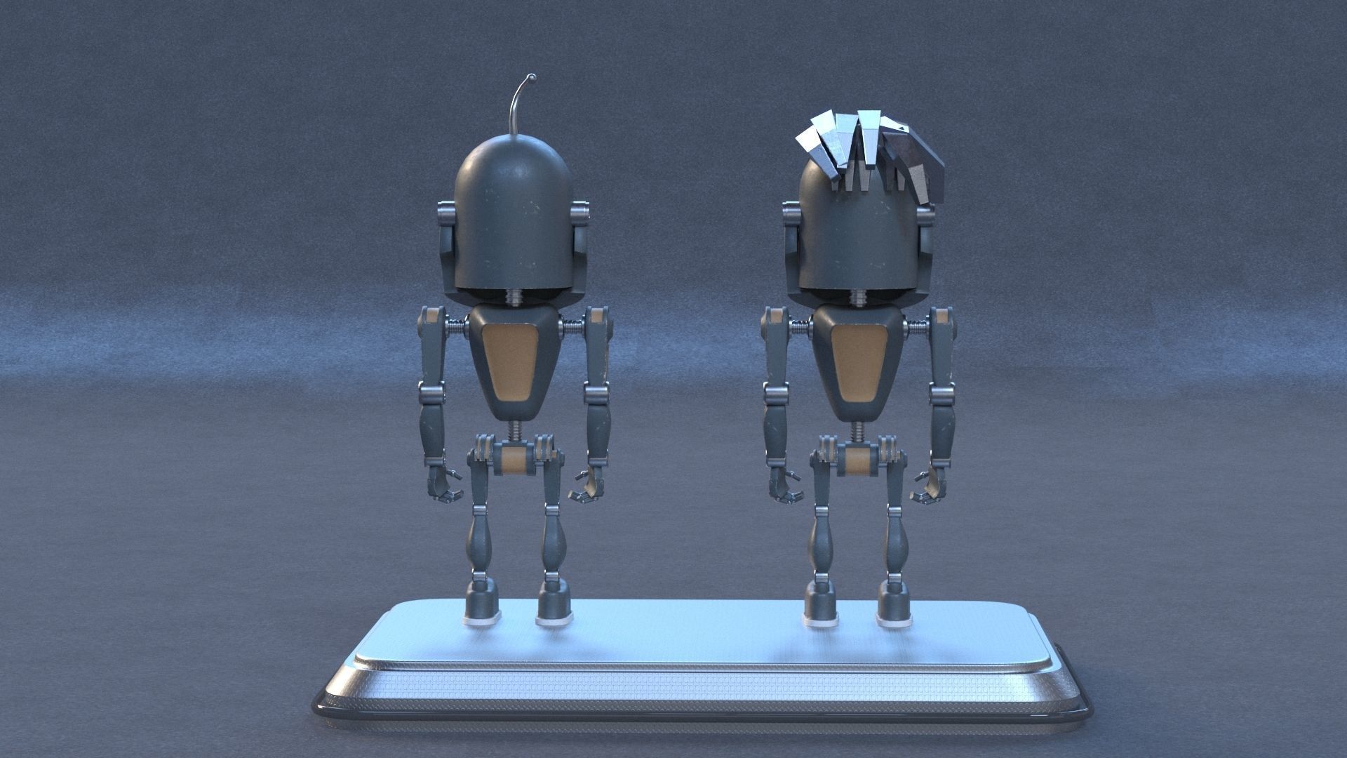 Robot three robots Low-poly 3D model_7