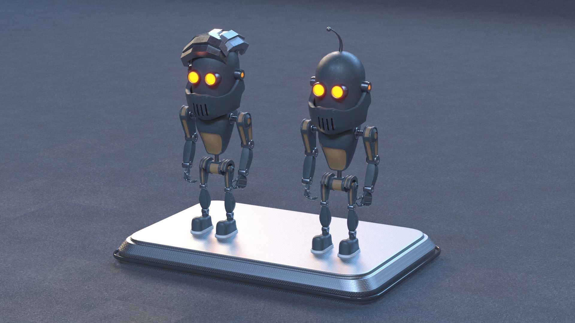 Robot three robots Low-poly 3D model_3