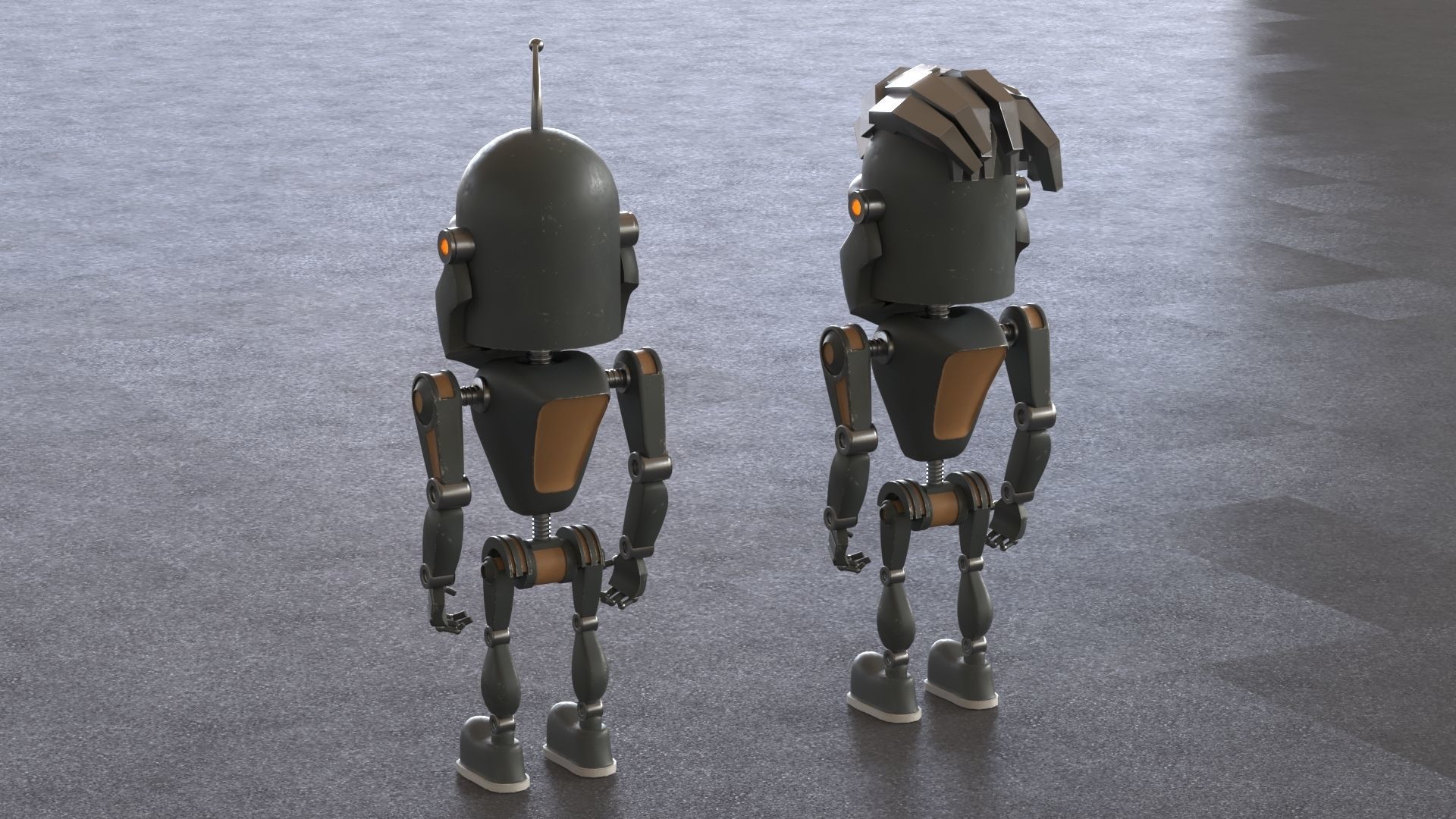 Robot three robots Low-poly 3D model_10