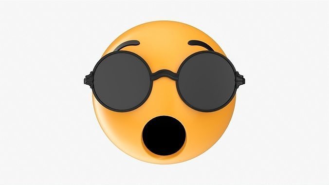 Emoji 088 Speechless with round glasses 3D model