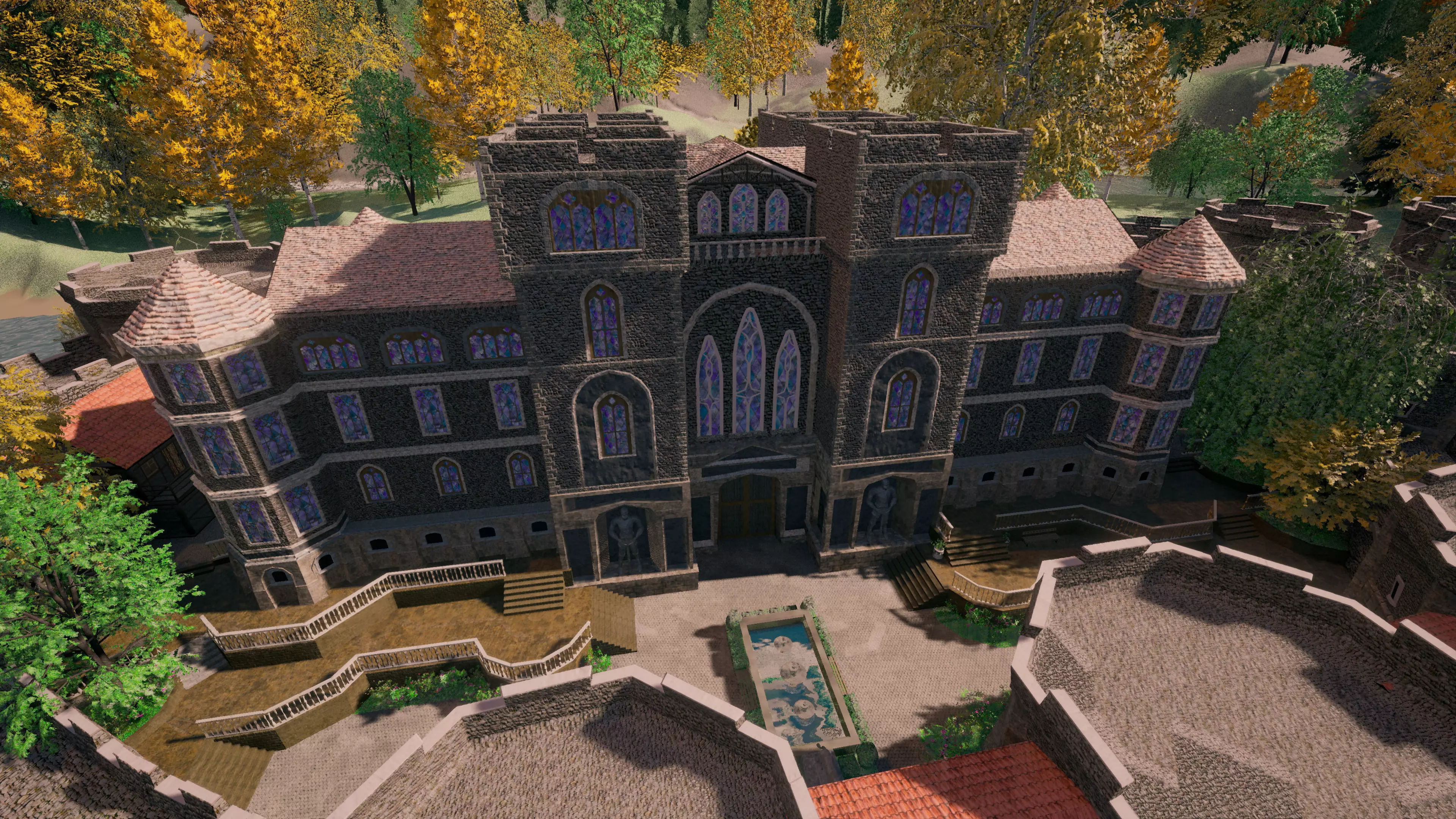 Modular Medieval Castle Fort Castle Walls Low-poly 3D model_0