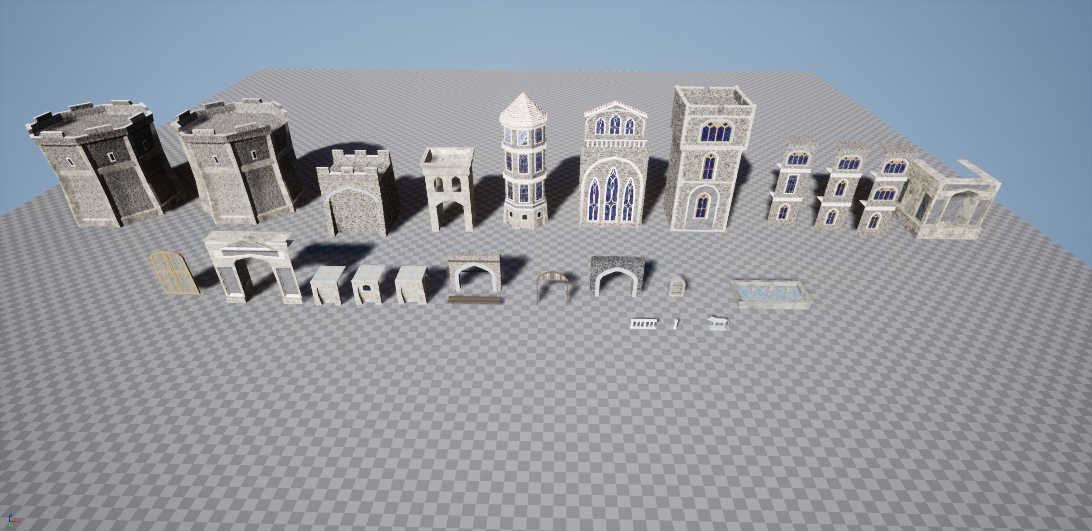 Modular Medieval Castle Fort Castle Walls Low-poly 3D model_1