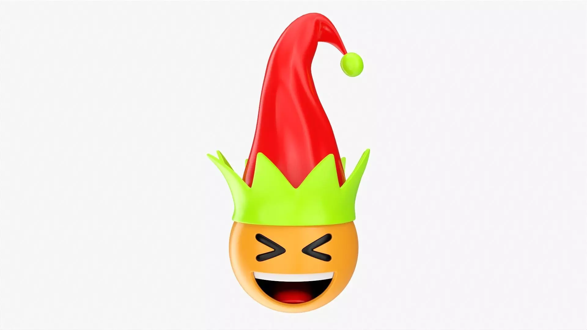 Emoji 090  Laughing with elf hat 3D model_0