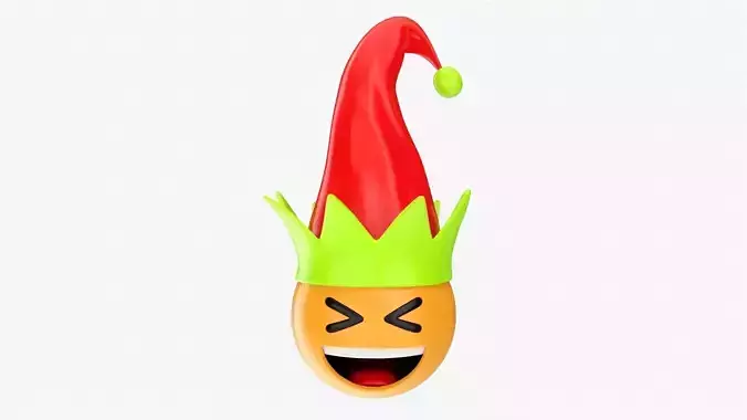 Emoji 090  Laughing with elf hat