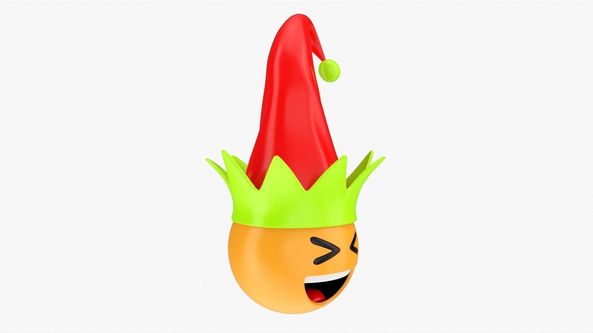 Emoji 090  Laughing with elf hat 3D model_1